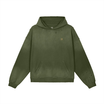 Heavyweight Sun Faded Distressed Hoodie
