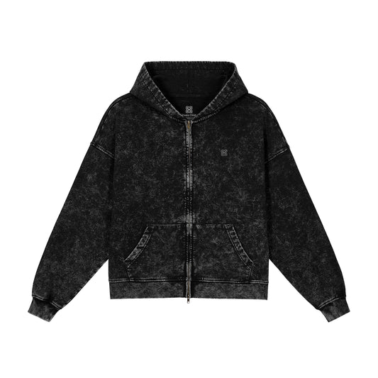 Vintage Snow Wash Full-zip Hoodie