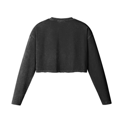 Raw Hem Long Sleeve Crop