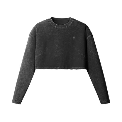 Raw Hem Long Sleeve Crop