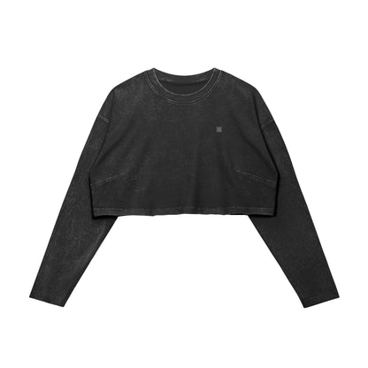 Raw Hem Long Sleeve Crop